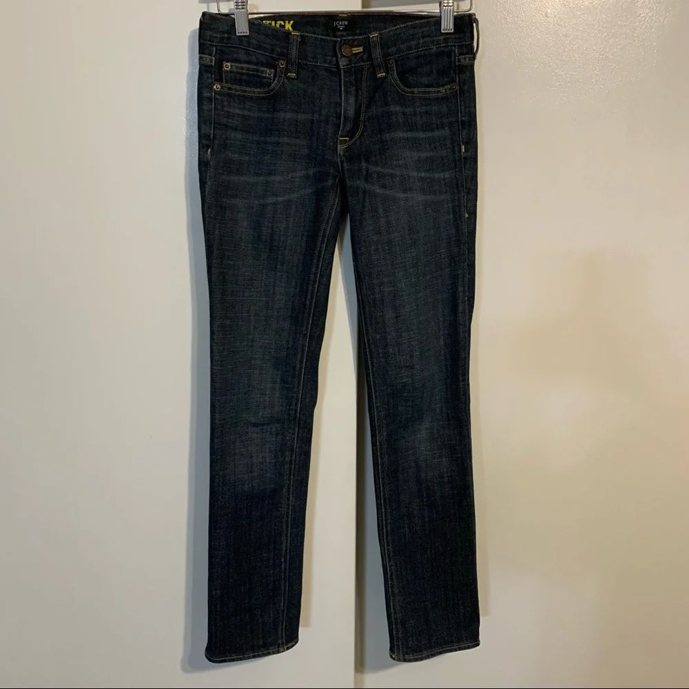 J. Crew stretch 26S matchstick whiskered denim jeans straight leg cotton blend